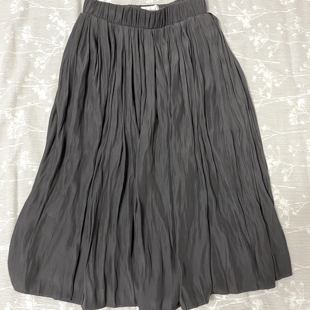 Gunmetal Grey Wilfred (Aritzia) Pleated Midi Skirt